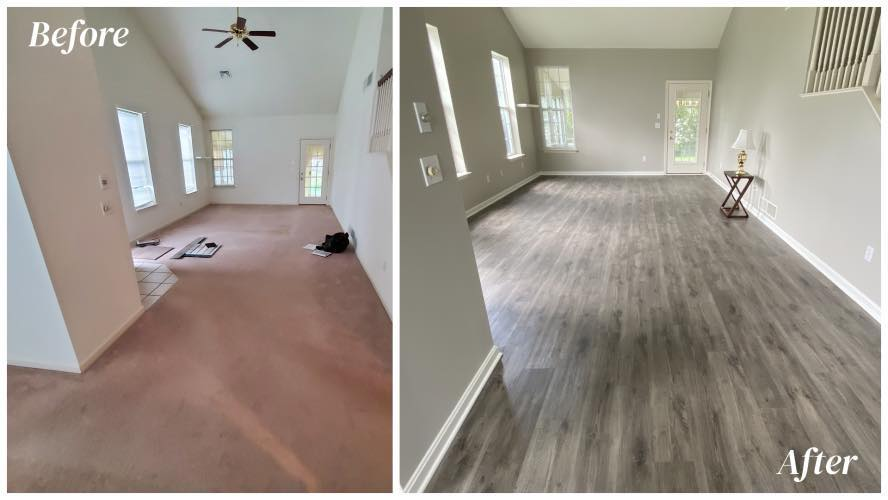 Before and after flooring transformation